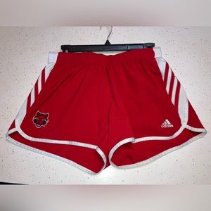 Adidas Climalite red and white athletic shorts, size medium